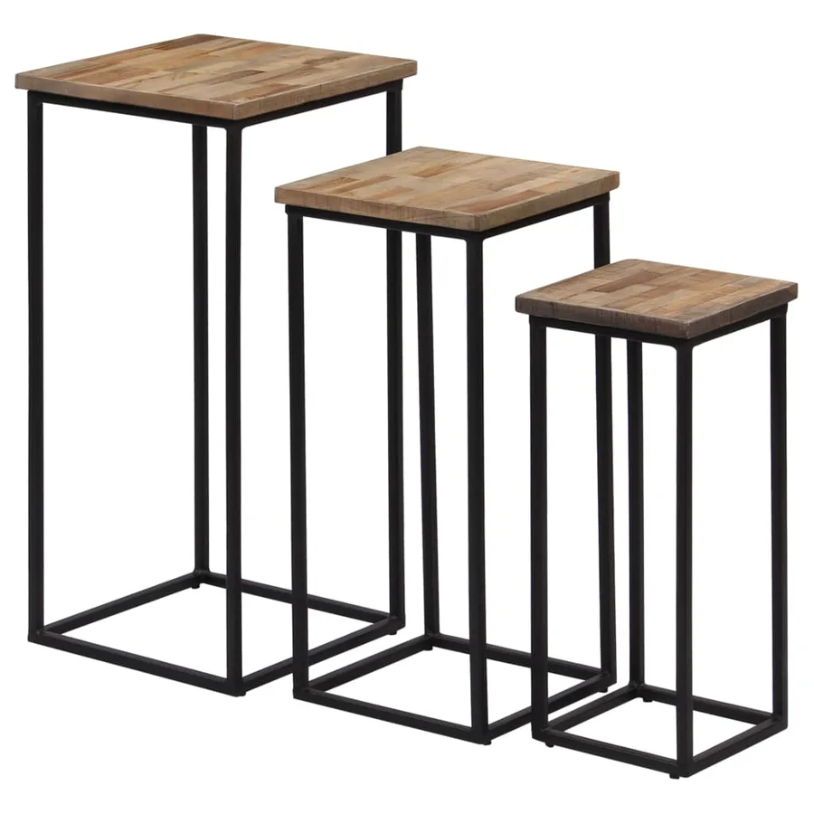 Ensemble de tables pour plante 3 pcs Teck recyclé - 3