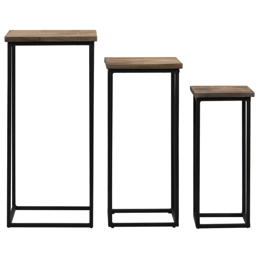 Ensemble de tables pour plante 3 pcs Teck recyclé - 4