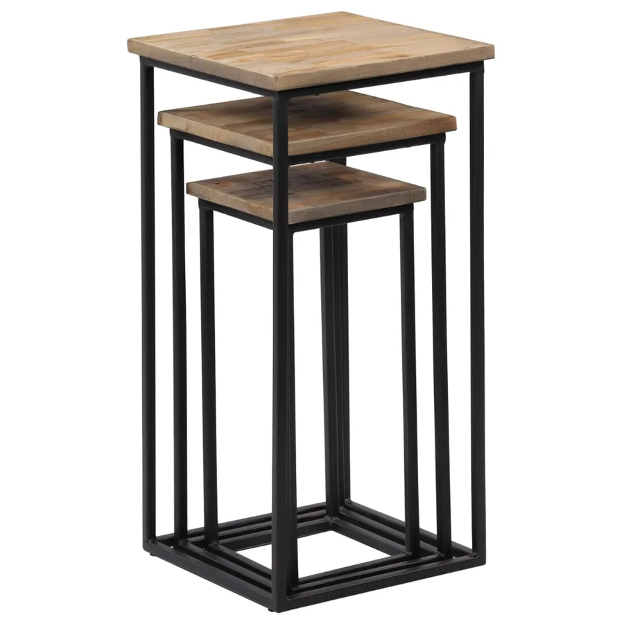 Ensemble de tables pour plante 3 pcs Teck recyclé - 5