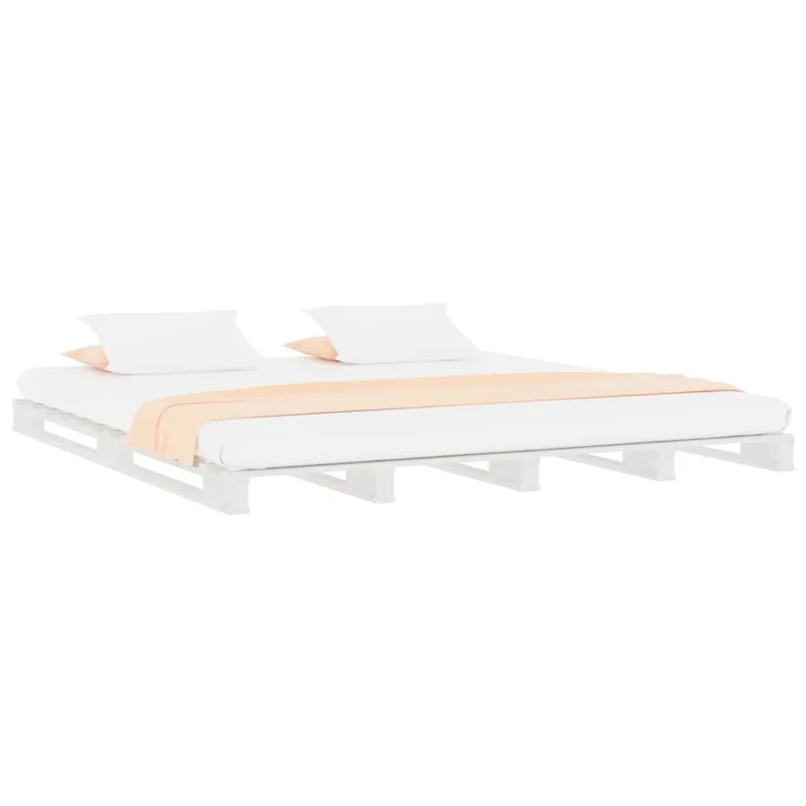 Lit de palette blanc 135x190 cm Bois de pin massif Double - 3