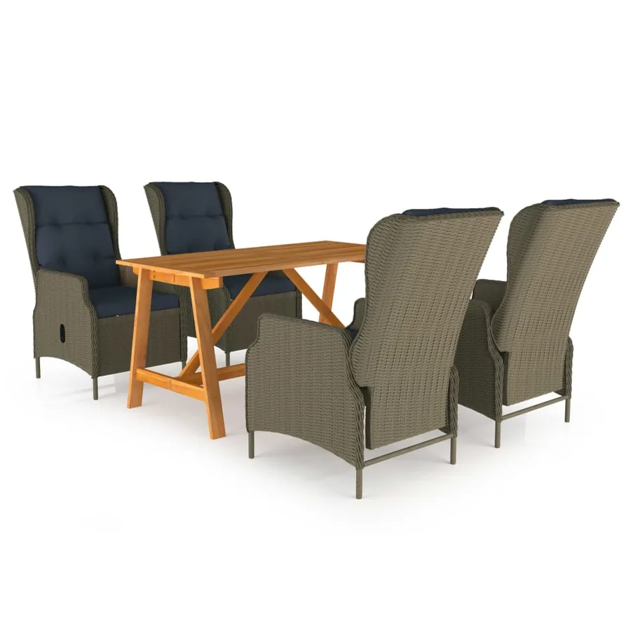 Ensemble à manger de jardin 5 pcs Marron