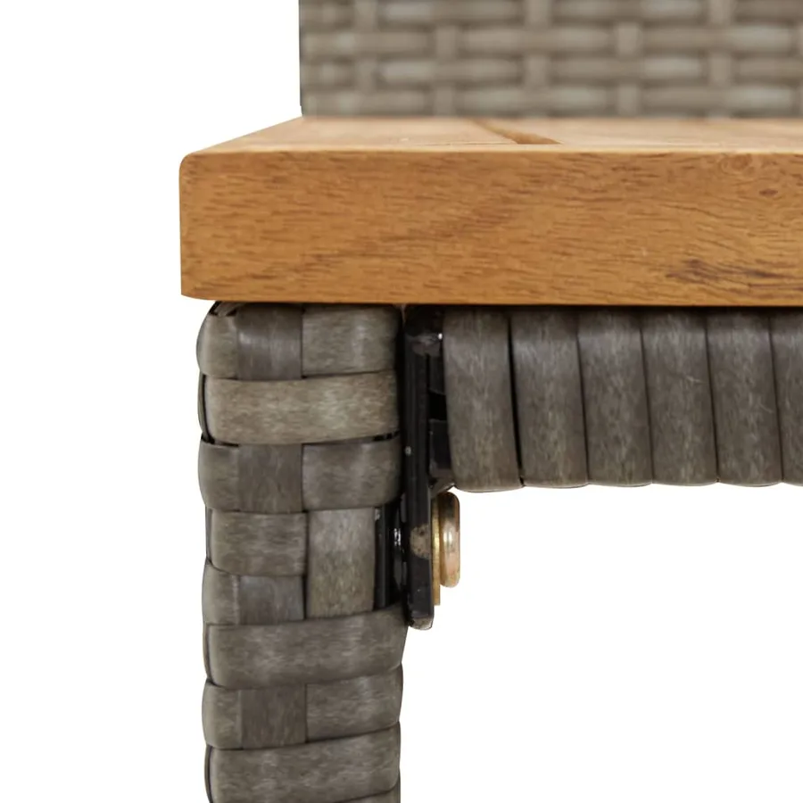 Ensemble de bar jardin 9 pcs gris poly rotin/bois massif acacia - 6