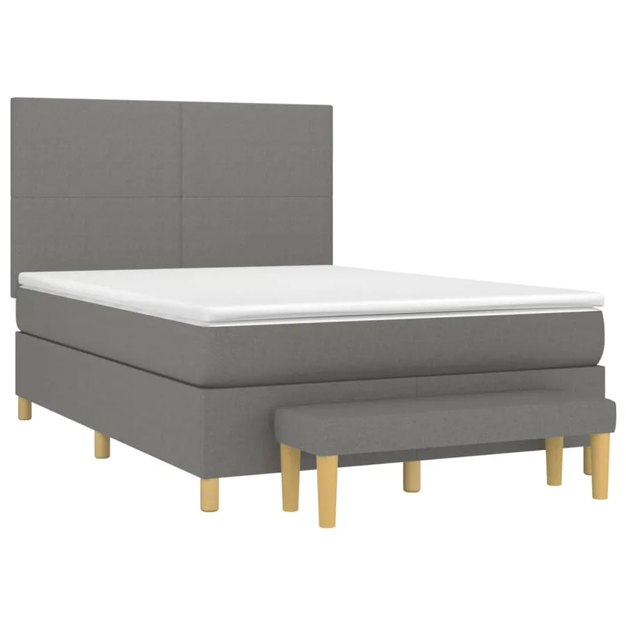 Sommier à lattes de lit avec matelas Gris foncé 140x190cm Tissu - 3