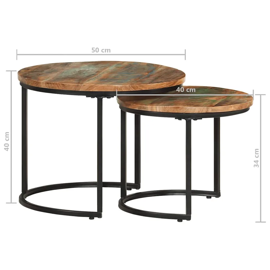 Tables gigognes 2 pcs Bois de récupération massif - 8