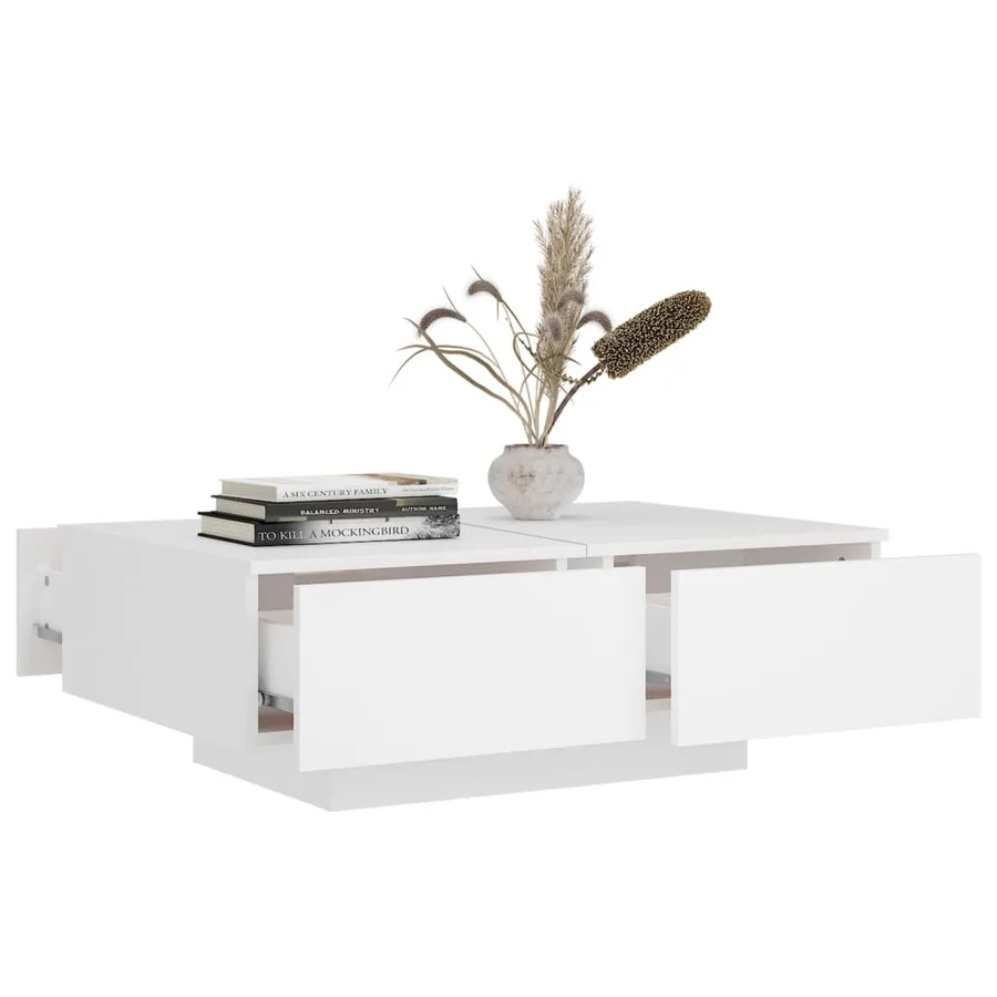 Table basse Blanc 90x60x31 cm Aggloméré - 6