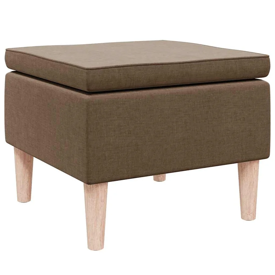 Tabouret avec pieds en bois Marron Tissu - 2