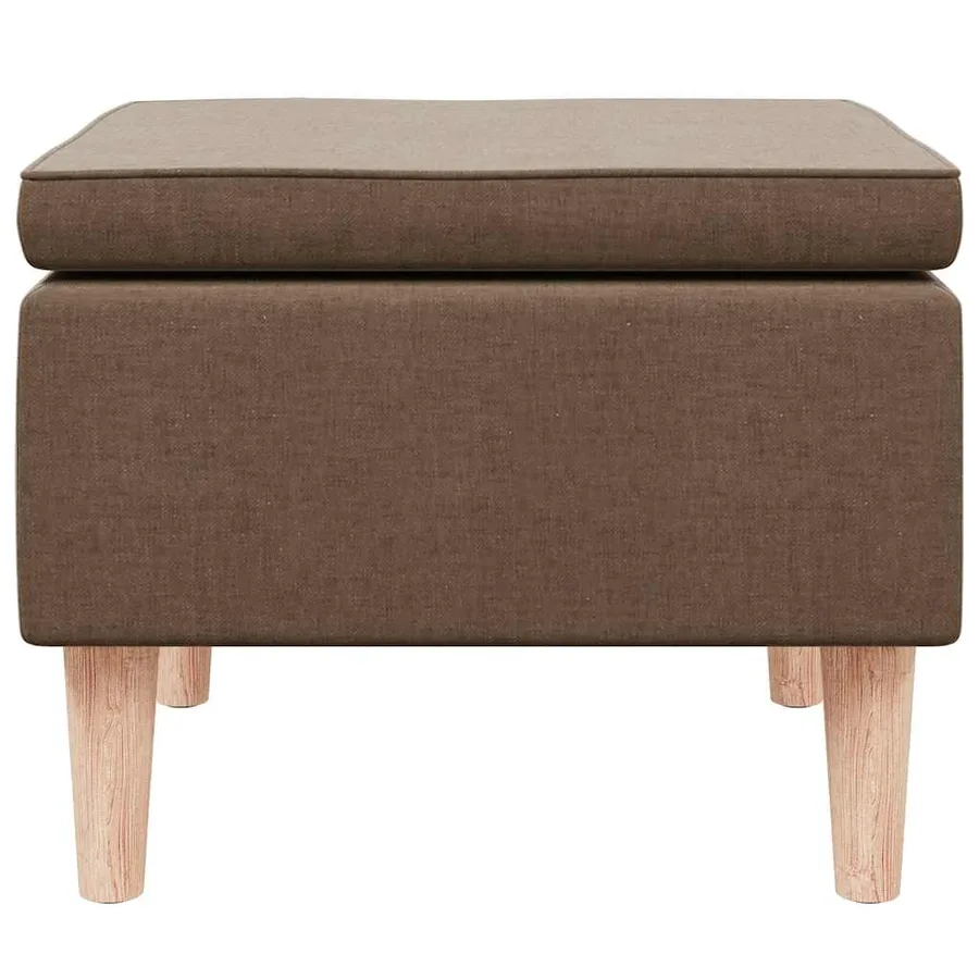 Tabouret avec pieds en bois Marron Tissu - 3