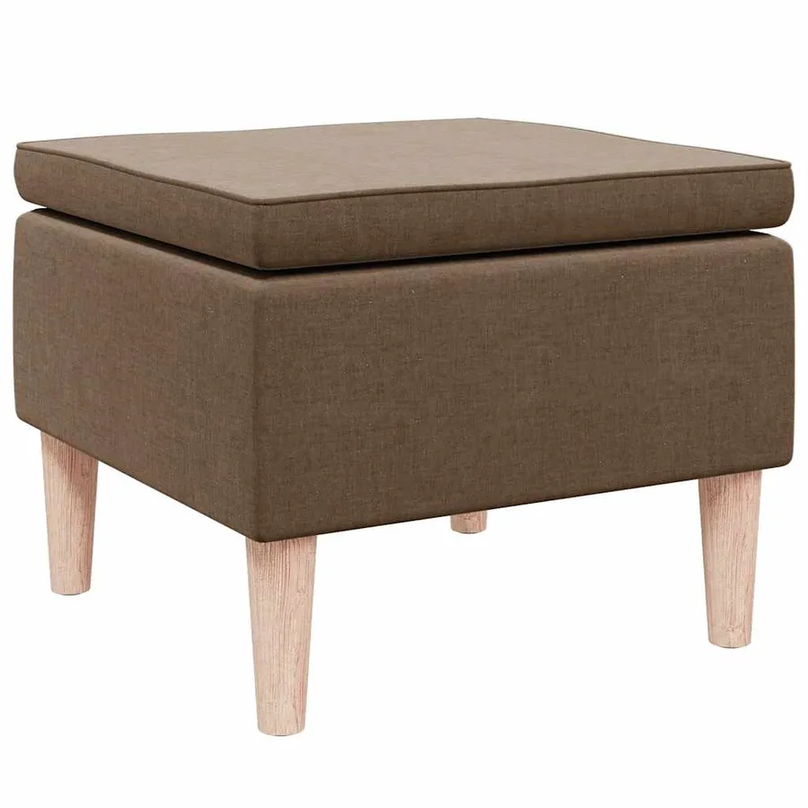Tabouret avec pieds en bois Marron Tissu - 4