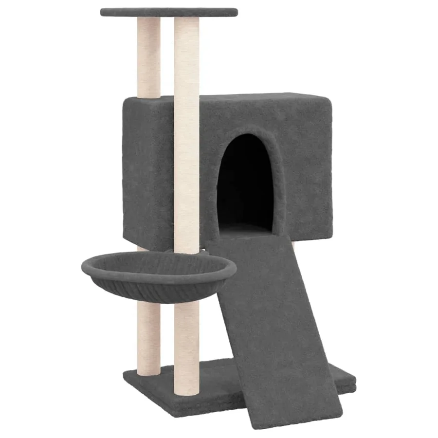 Arbre à chat avec griffoirs en sisal Gris foncé 96 cm - 2
