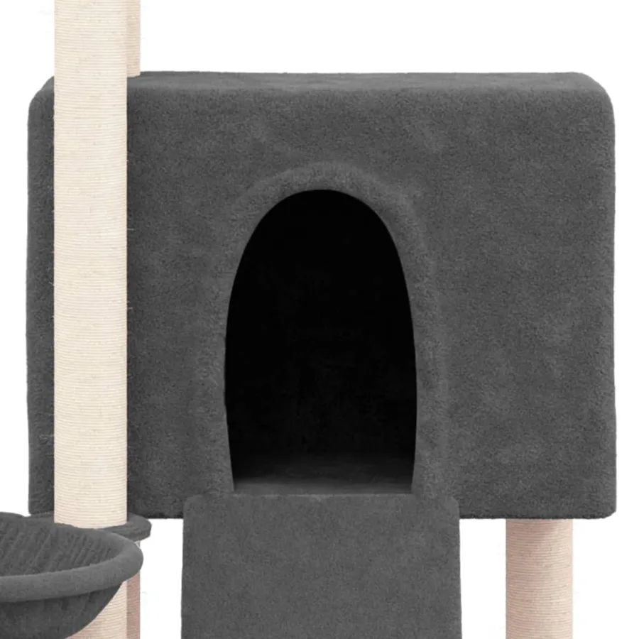 Arbre à chat avec griffoirs en sisal Gris foncé 96 cm - 6