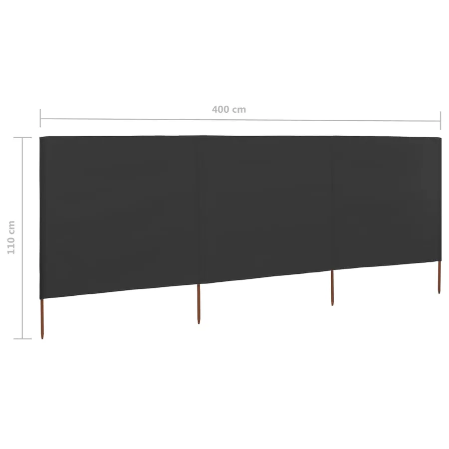 Paravent 3 panneaux Tissu 400 x 80 cm Anthracite - 6