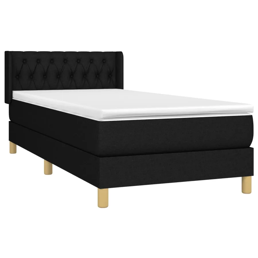 Sommier à lattes de lit avec matelas Noir 90x200 cm Tissu - 3