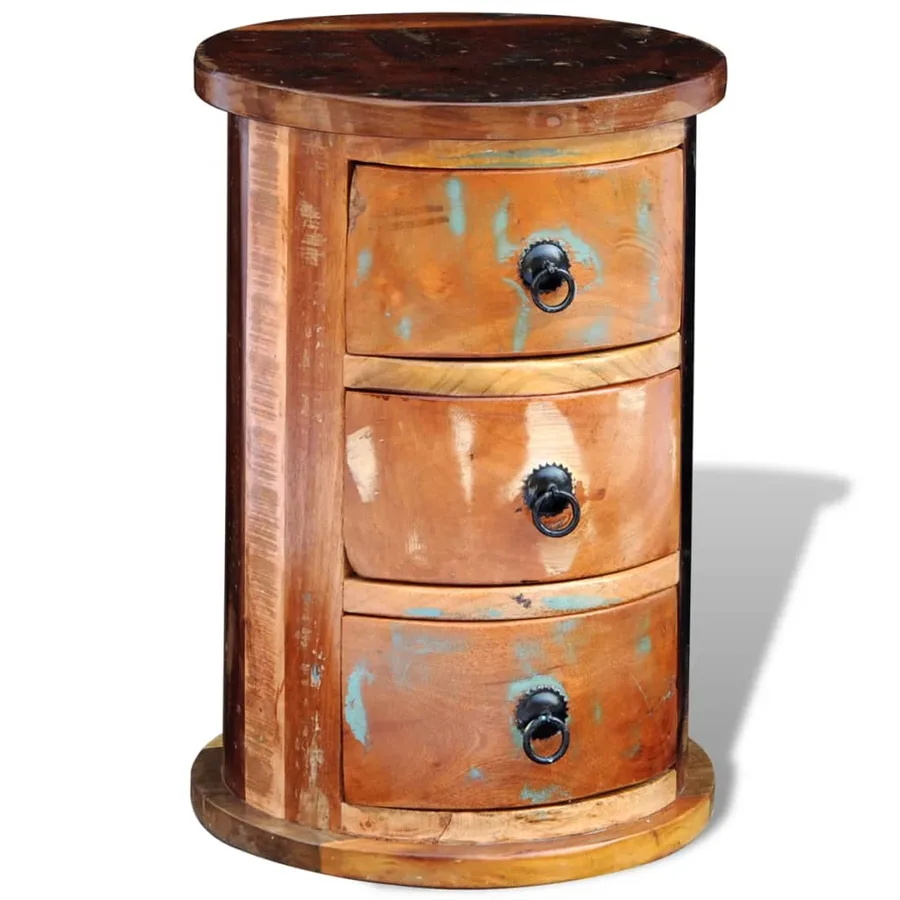 Armoire avec 3 tiroirs Bois de récupération massif - 11