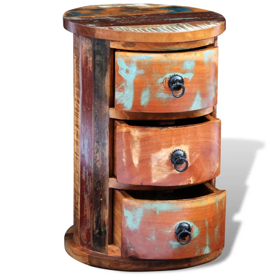 Armoire avec 3 tiroirs Bois de récupération massif - 4