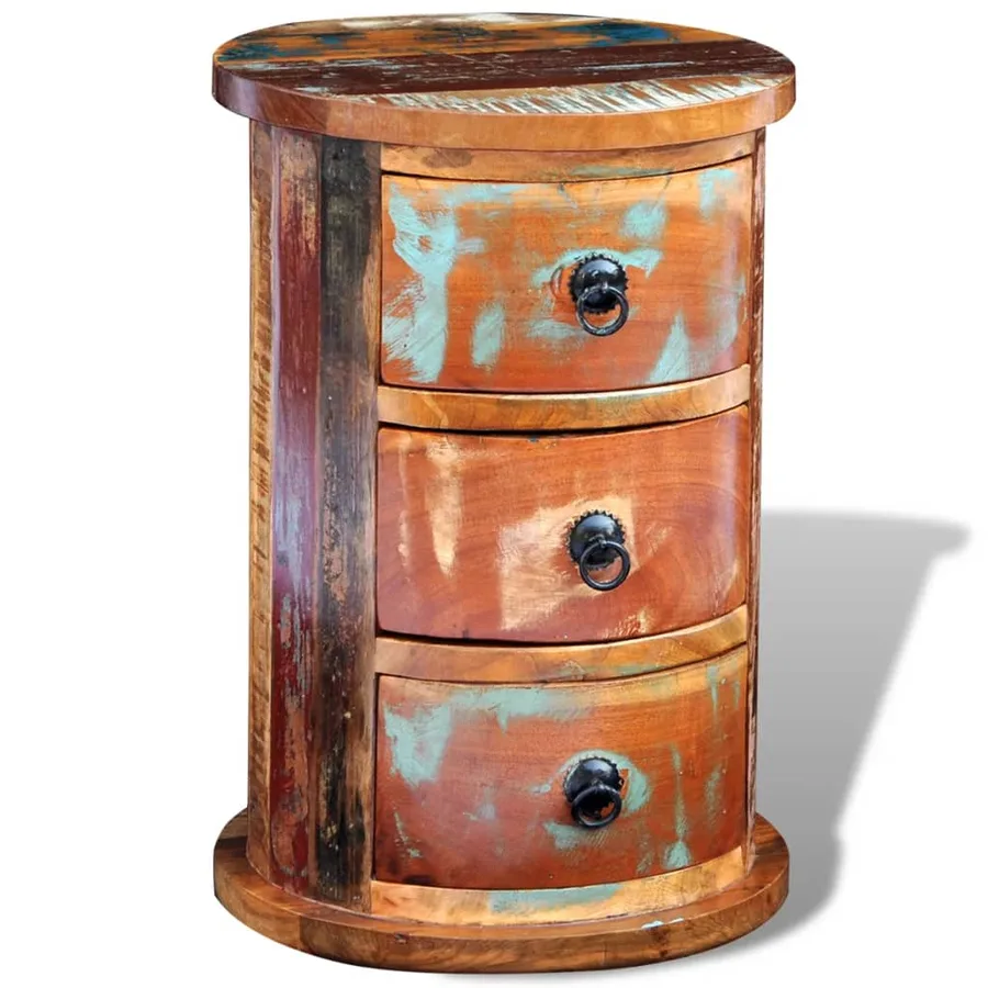 Armoire avec 3 tiroirs Bois de récupération massif - 8