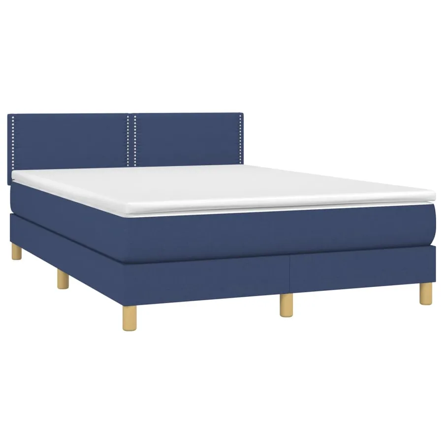 Sommier à lattes de lit avec matelas LED Bleu 140x200 cm Tissu - 4
