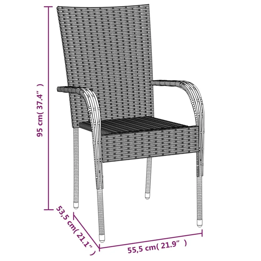 Ensemble à manger de jardin 7 pcs Gris Résine tressée - 10