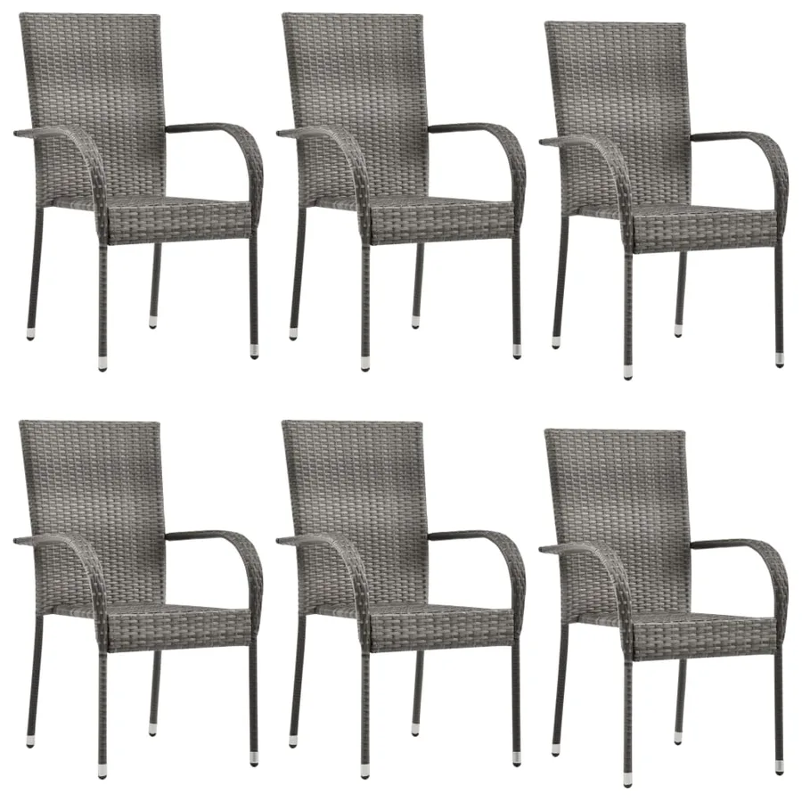 Ensemble à manger de jardin 7 pcs Gris Résine tressée - 4