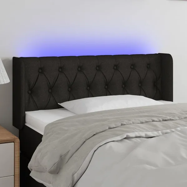 Tête de lit à LED Noir 103x16x78/88 cm Tissu