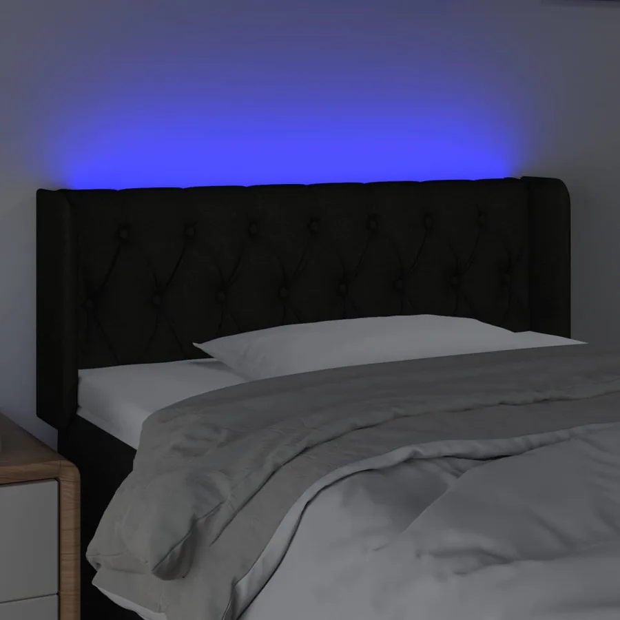 Tête de lit à LED Noir 103x16x78/88 cm Tissu - 4