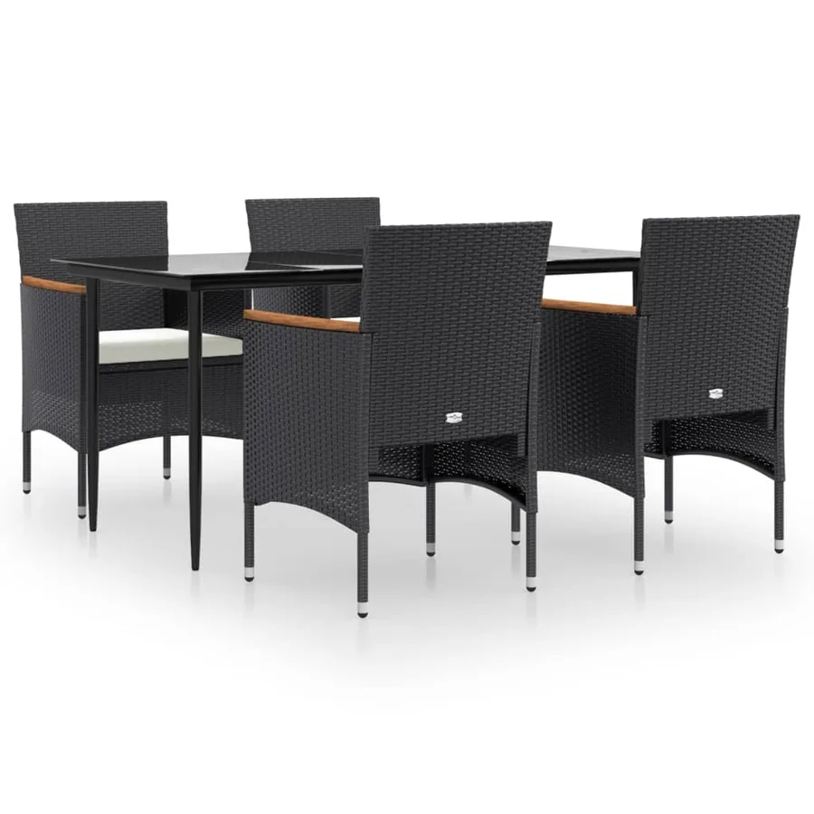 Ensemble à manger de jardin avec coussins 5 pcs Noir - 2