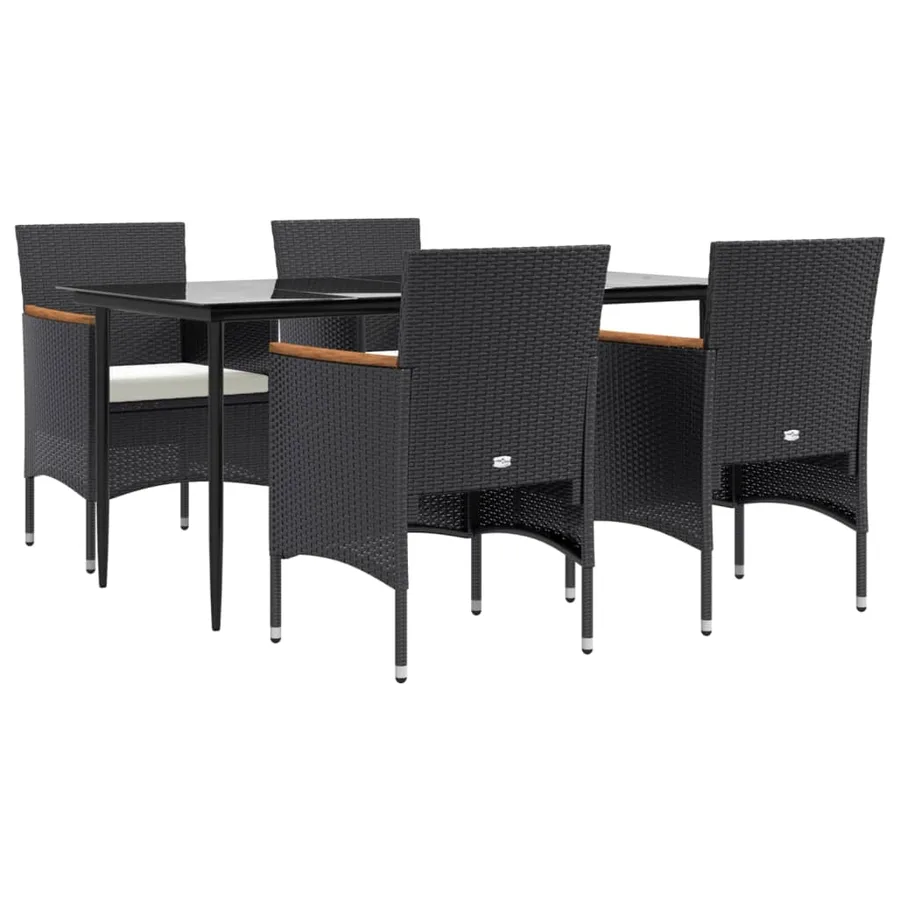 Ensemble à manger de jardin avec coussins 5 pcs Noir - 3