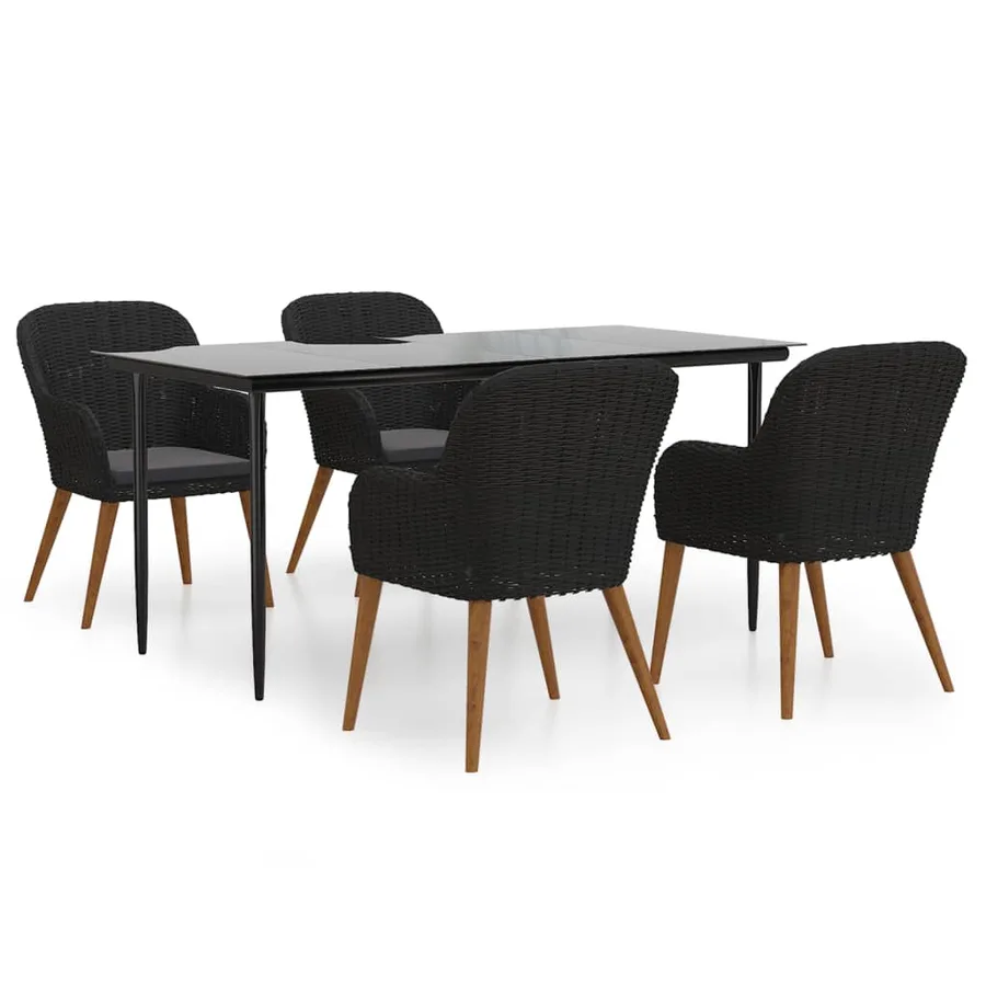 Ensemble à manger de jardin avec coussins 5 pcs Noir - 2