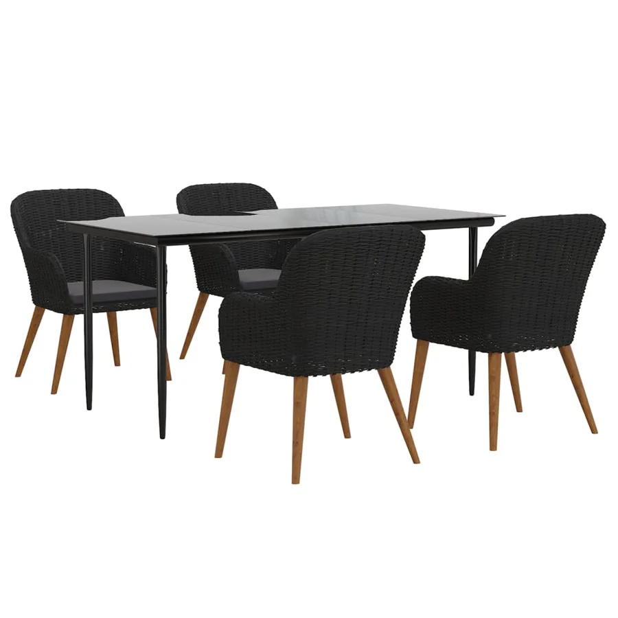Ensemble à manger de jardin avec coussins 5 pcs Noir - 3