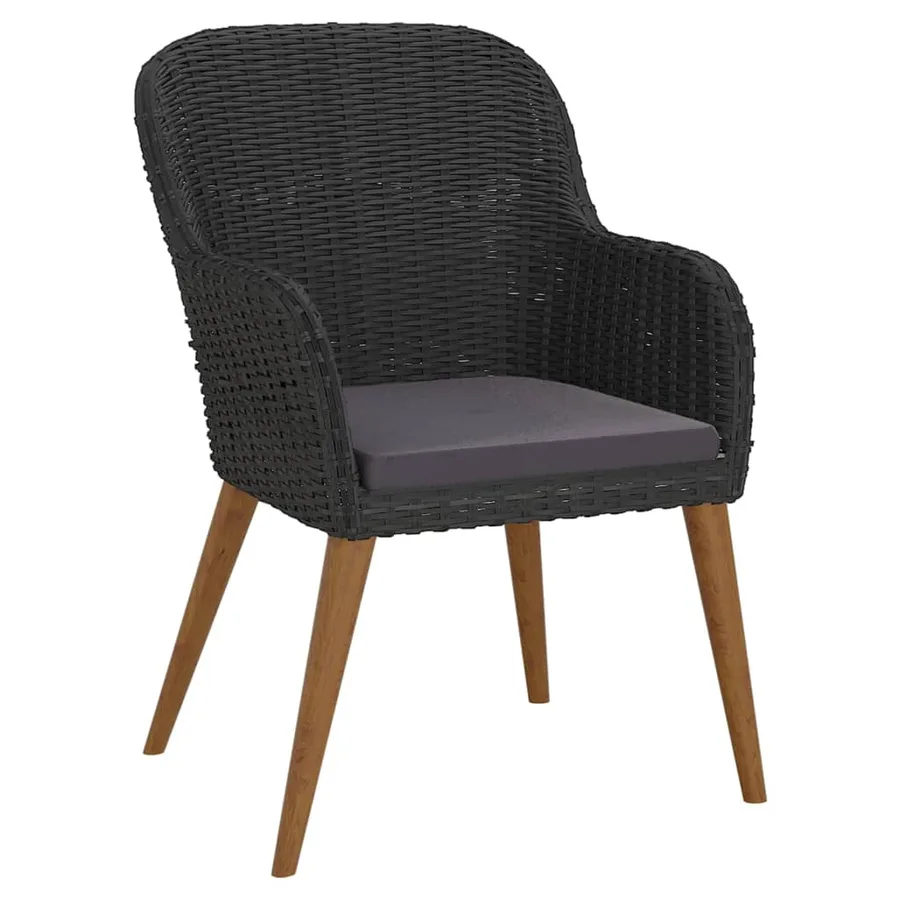 Ensemble à manger de jardin avec coussins 5 pcs Noir - 5