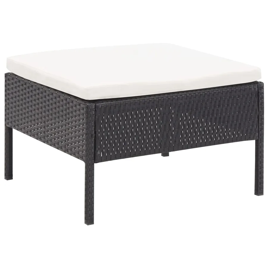 Salon de jardin 3 pcs avec coussins Résine tressée Noir - 10