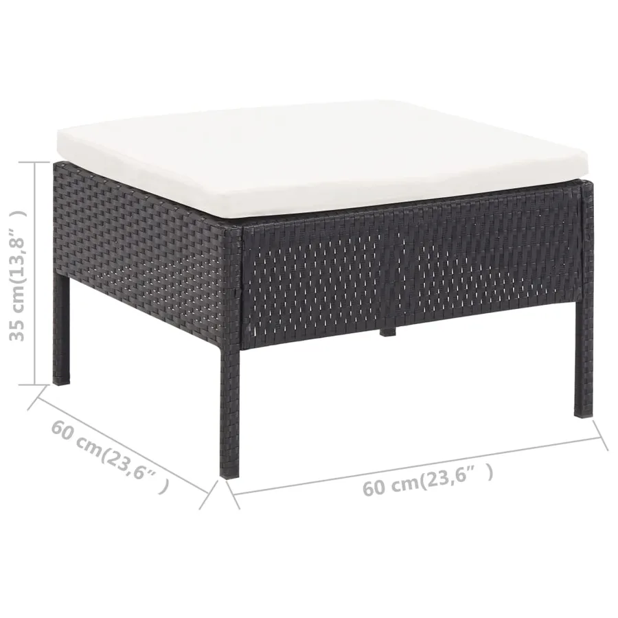 Salon de jardin 3 pcs avec coussins Résine tressée Noir - 14