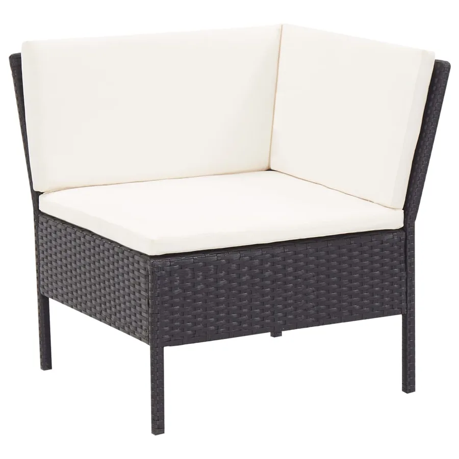 Salon de jardin 3 pcs avec coussins Résine tressée Noir - 3