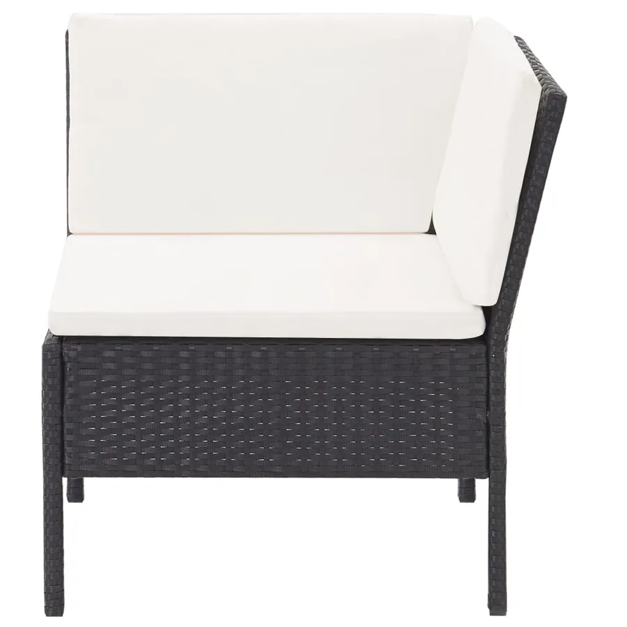 Salon de jardin 3 pcs avec coussins Résine tressée Noir - 4
