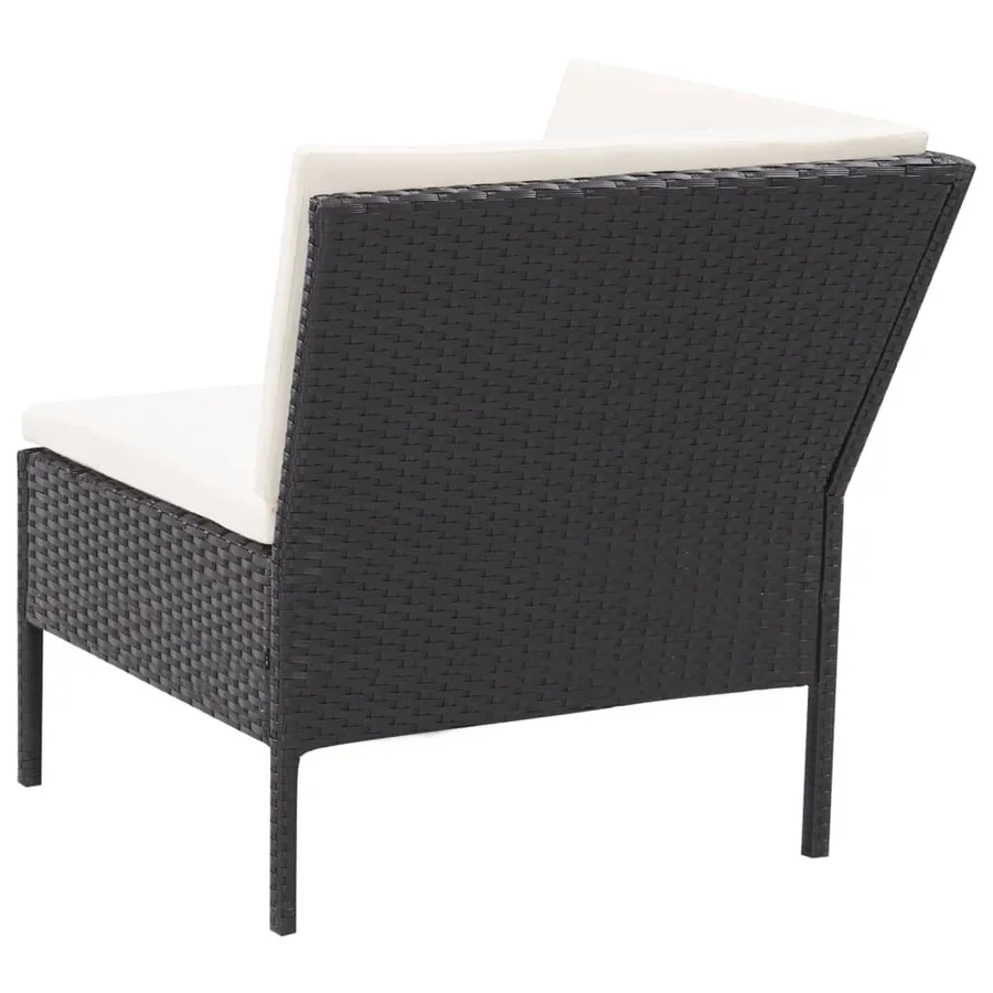 Salon de jardin 3 pcs avec coussins Résine tressée Noir - 5