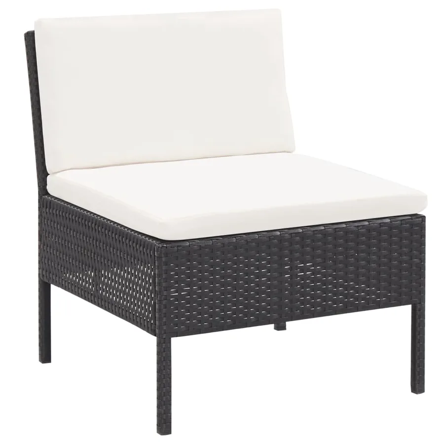 Salon de jardin 3 pcs avec coussins Résine tressée Noir - 6