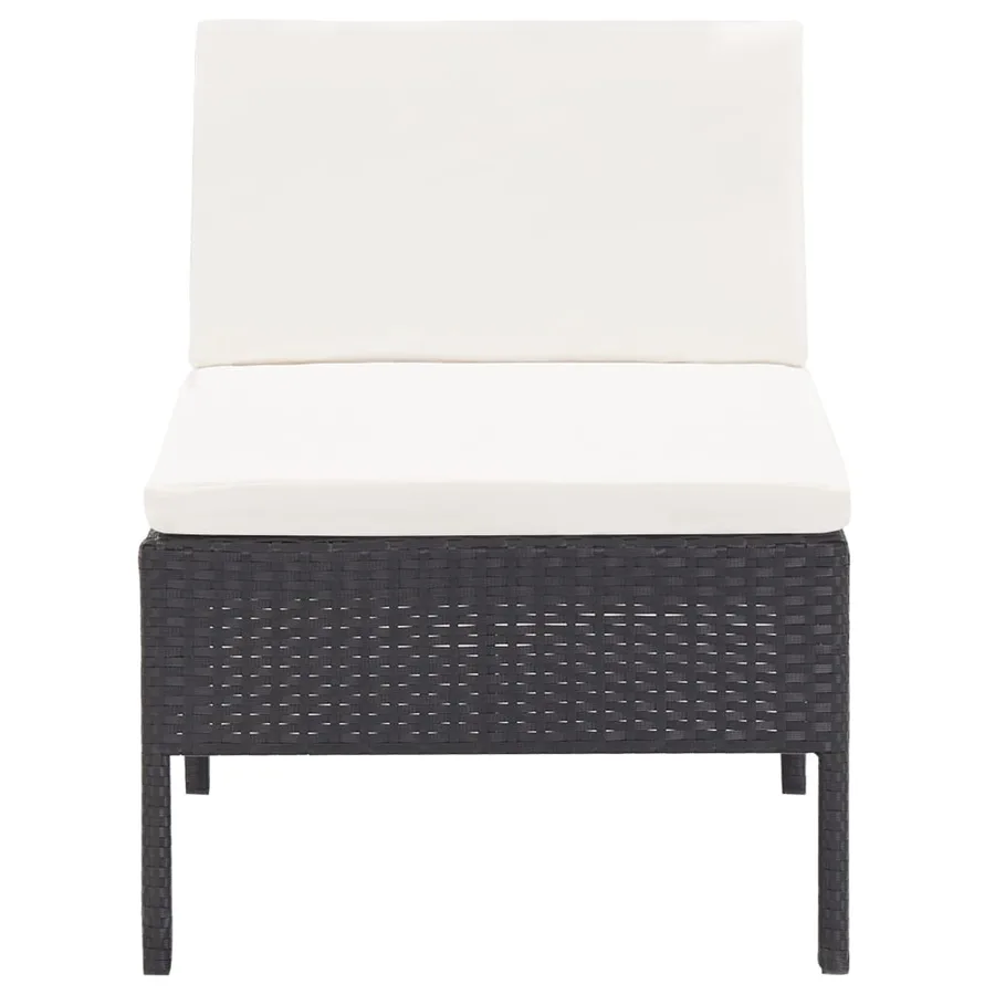 Salon de jardin 3 pcs avec coussins Résine tressée Noir - 7
