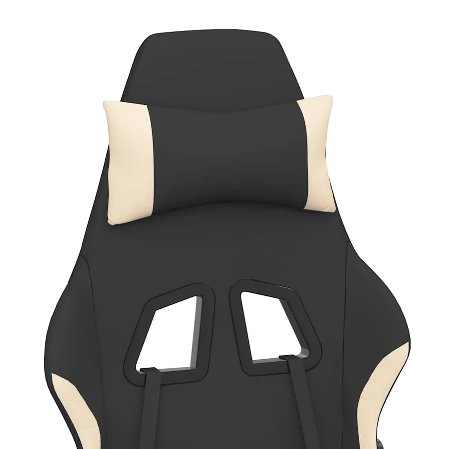 Chaise de jeu de massage avec repose-pied Noir et crème Tissu - 8