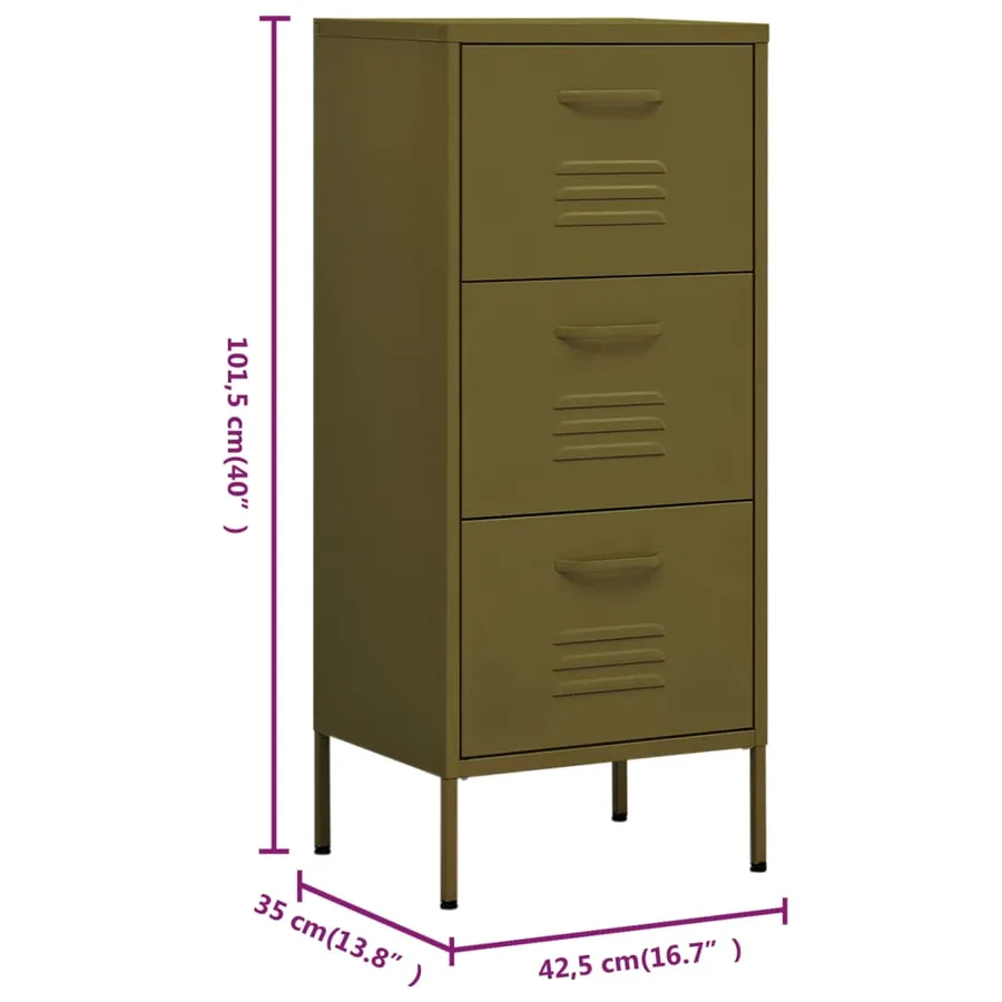 Armoire de rangement Vert olive 42,5x35x101,5 cm Acier - 10