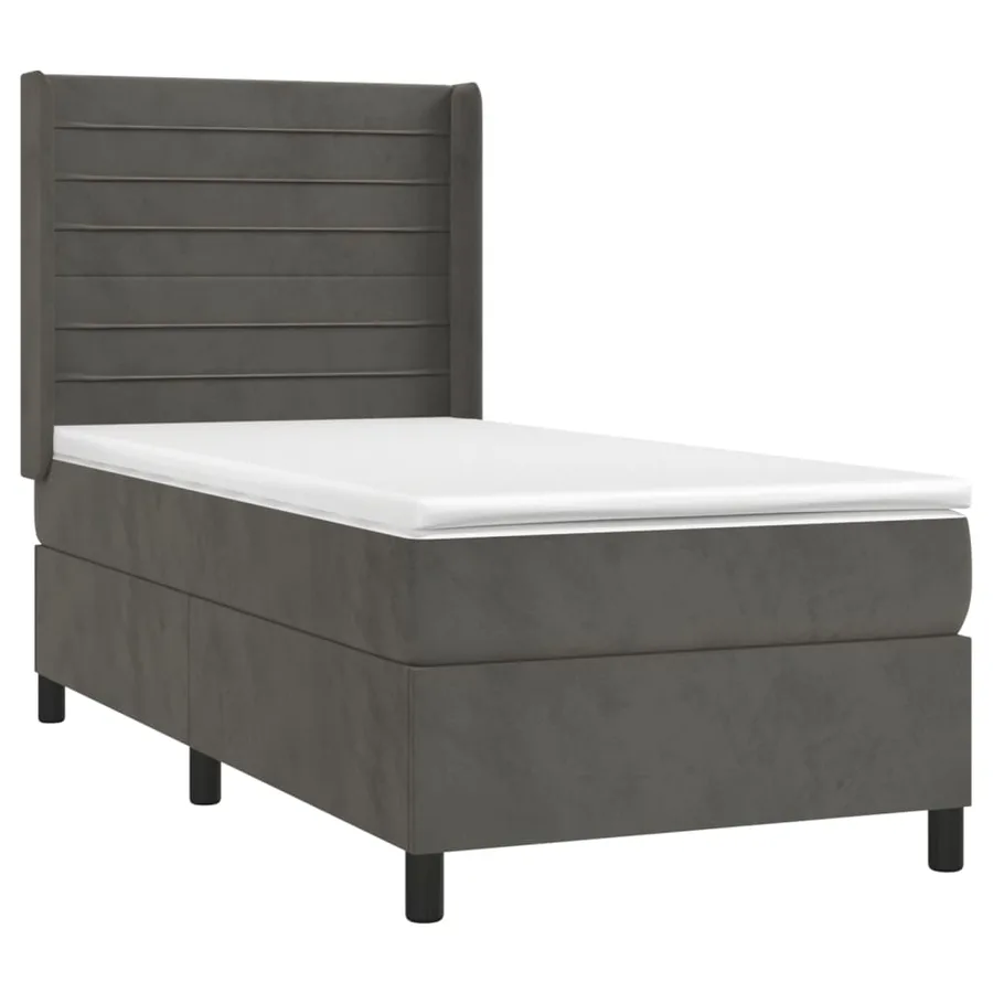 Sommier à lattes de lit matelas et LED Gris foncé 100x200 cm - 4