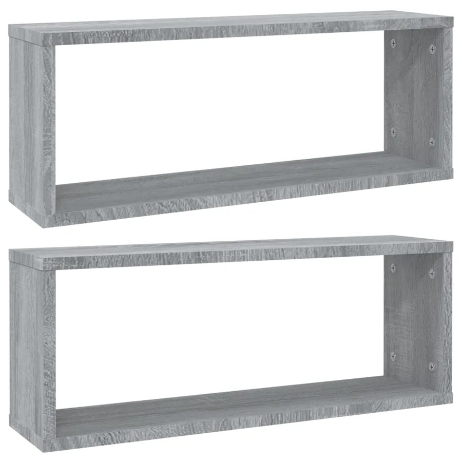 Étagères murales cube 2 pcs Sonoma gris 60x15x23 cm Bois - 2