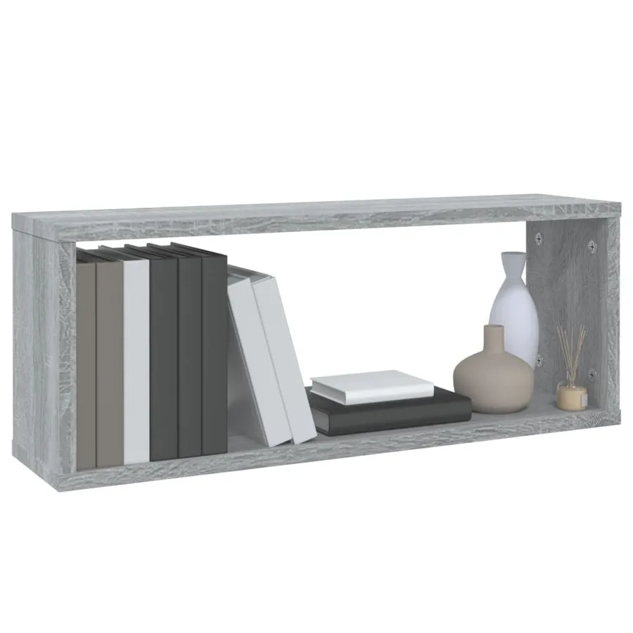 Étagères murales cube 2 pcs Sonoma gris 60x15x23 cm Bois - 7