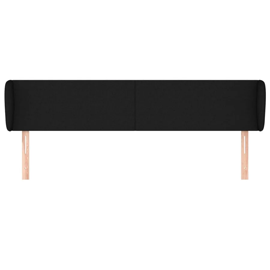 Tête de lit avec oreilles Noir 183x23x78/88 cm Tissu - 3