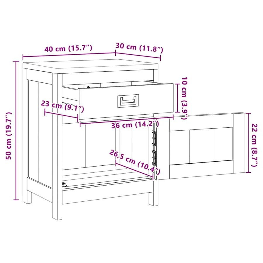 Table de chevet teck massif 40x30x50 cm - 8