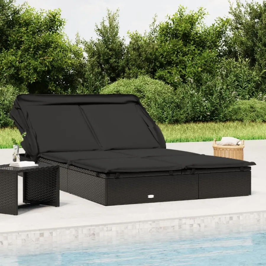 Transat 2 places avec toit pliable gris 213x118x97 cm - 14
