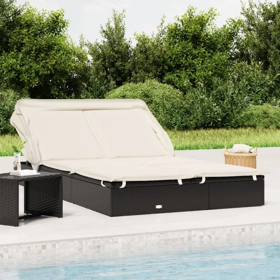Transat 2 places avec toit pliable gris 213x118x97 cm - 27