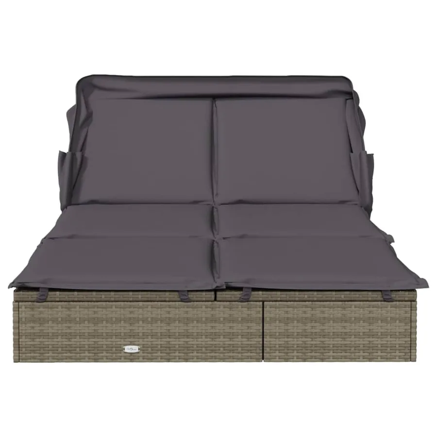 Transat 2 places avec toit pliable gris 213x118x97 cm - 6