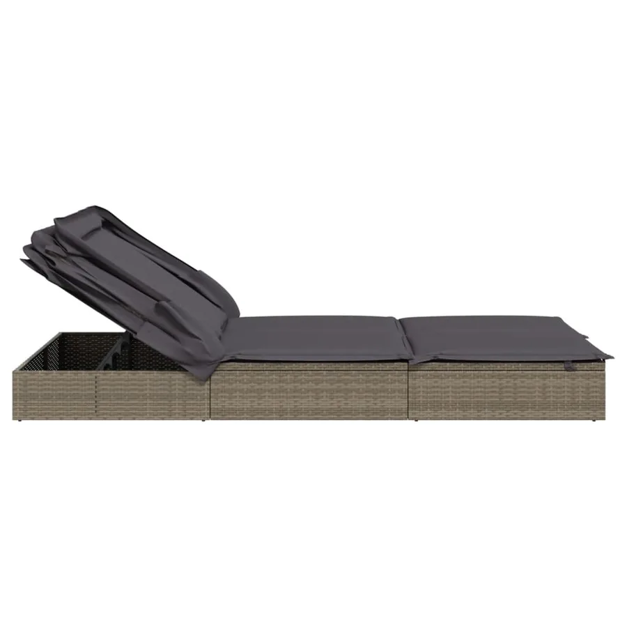 Transat 2 places avec toit pliable gris 213x118x97 cm - 7