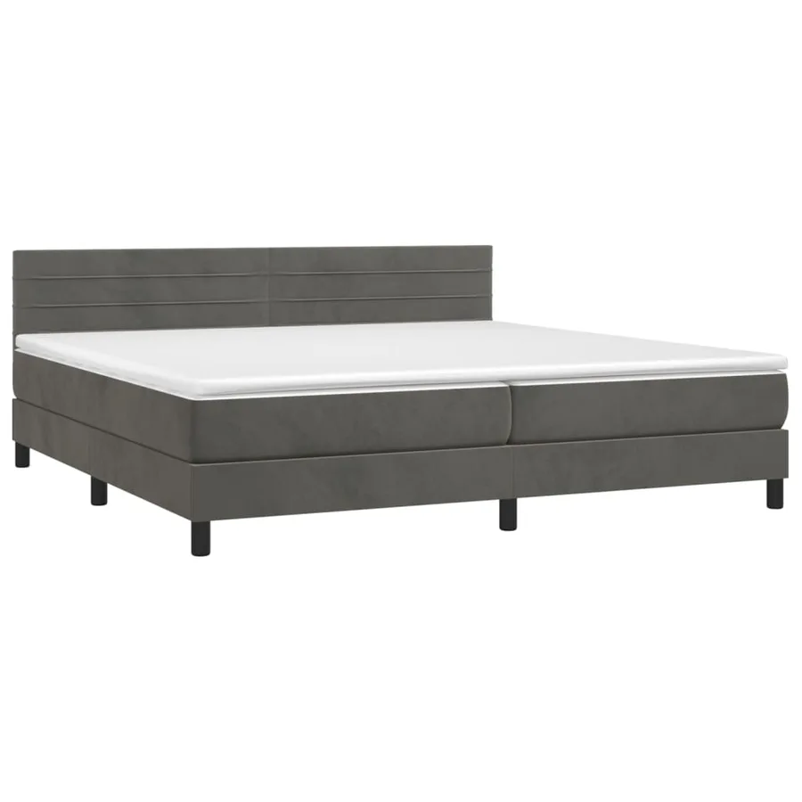 Sommier à lattes de lit avec matelas LED Gris foncé 200x200 cm - 3