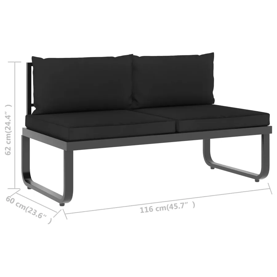 Canapés d'angle de jardin 4 pcs et coussins Aluminium et WPC - 13