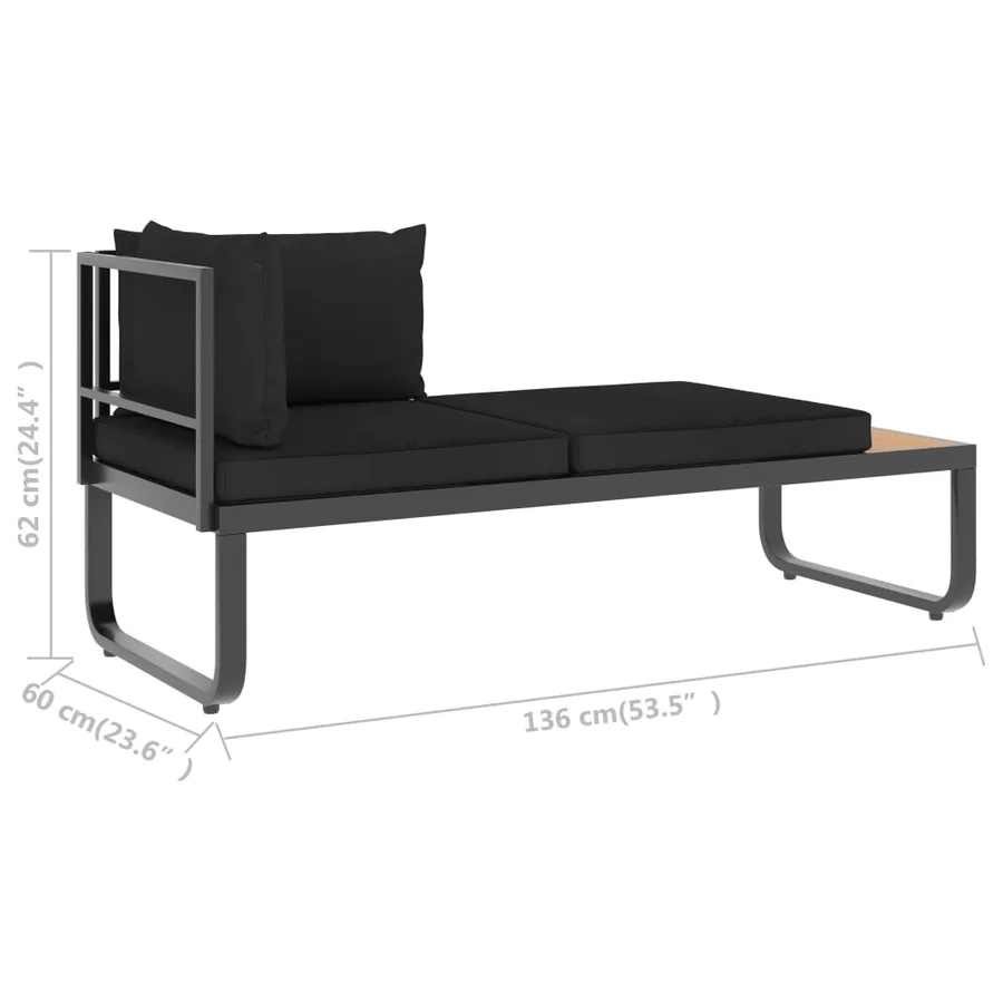 Canapés d'angle de jardin 4 pcs et coussins Aluminium et WPC - 14